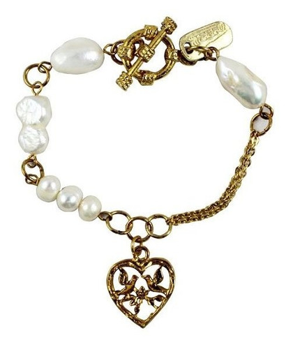 Pulsera De Corazón Con Perla Natural