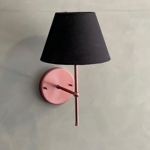 Arandela De Parede Rose Gold Em Aluminio Com Cupula Preto Quarto / Sala De Estar / Corredor Tecido Algodao E27 Tensao Bivolt 110v/220v
