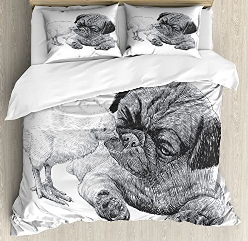 Anbesonne Pug Duvet Cover Sets, Picture Of A Pug And Fk221