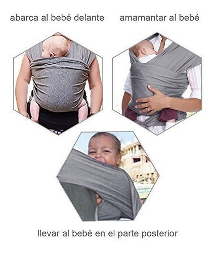 Lictin Fular Portabebés Elástico Gris Portador de Bebé Pañuelo de algodón U 