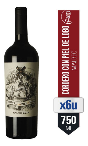 Combo Vino Cordero Con Piel De Lobo Malbec 750 Ml X6 U