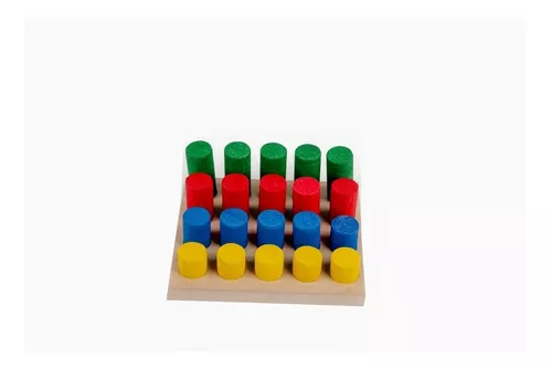 Brinquedo Pinos De Encaixe Madeira Pedagógico Carlu 20 Peças