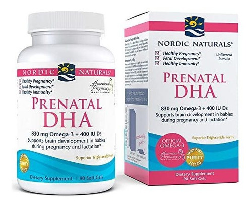 Nordic Naturals Prenatal Dha, Sin Sabor - 830 Mg Omega-3 + 4