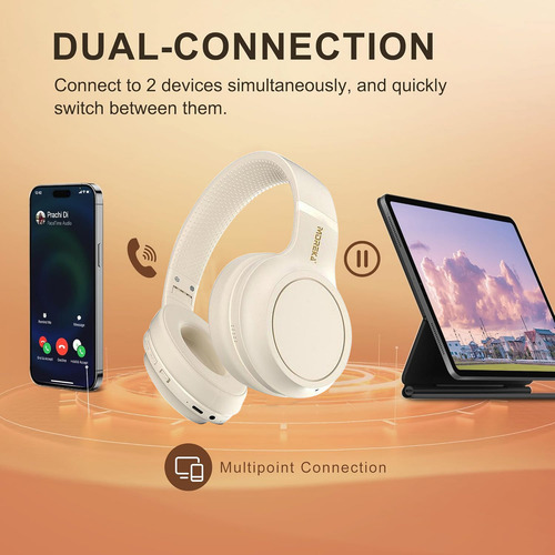 Moreka® Auriculares Inalámbricos Con Cancelación De Ruido Bluetooth Sobre La Oreja Con Sonido Estéreo De Alta Fidelidad De Graves Profundos Almohadillas Cómodas Para Escuela,hogar Y Viajes Blanco