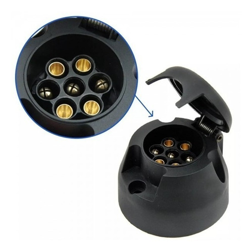 Conector Enchufe Para Trailer 7puntos Conectores Cobre Negro