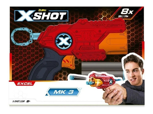 Lançador X-shot Red Mini Tk3 Com 8 Dardos Candide 5706