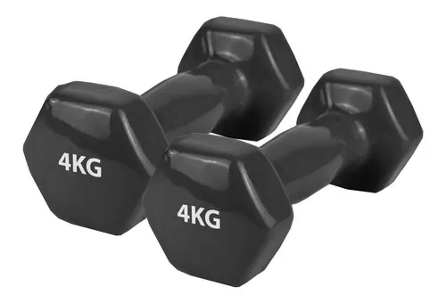 Set 2 Mancuernas De Goma 4kg Pesa Ejercicio Negro Oferta