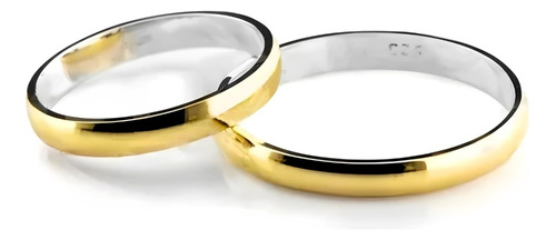 Aros Alianzas Plata Ley 950 Con Oro 18 K Matrimonio Boda