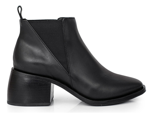 Bota Cuero Mujer Botita Zapato Elastico Vestir Taco Briganti