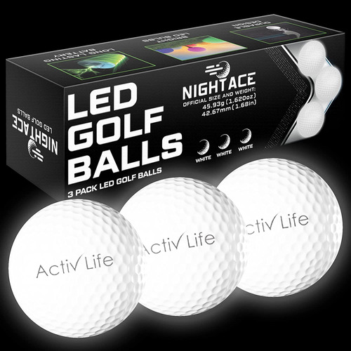 3 Pelotas De Golf Led Super Brillantes Activ Life - Blancas