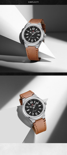 Reloj De Pulsera Deportivo Casual Con Correa De Piel Navifor