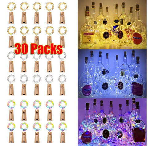 30packs 2m 20led Botella De Vino Luces Con Corcho 3colors