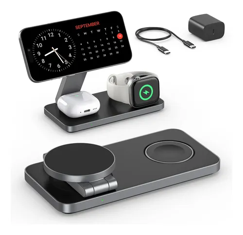 Cargador Inalámbrico 3 En 1 Para iPhone, Applewatch, AirPods