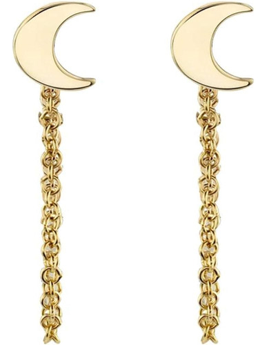 Moon Chain Hoop Aretes Chain Stud Aretes Set Chapado En Oro 