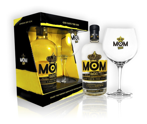 Gift Box Gin Mom Royal Rocks Purity 700ml + Copa C/estuche