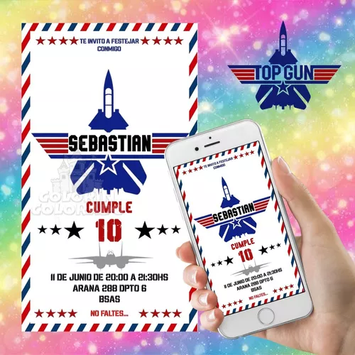 Invitación Cumpleaños Top Gun Digital Personalizada En Venta En