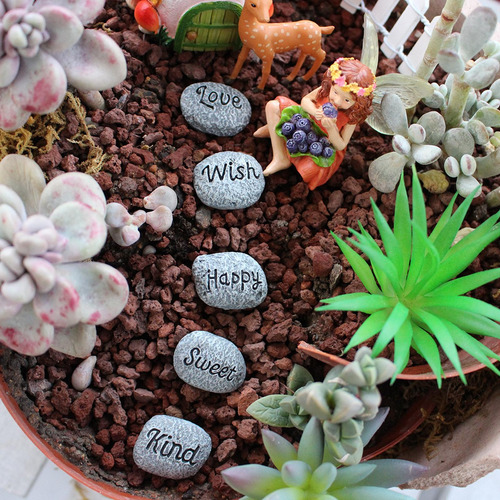 3 Adoquines En Maceta, Decoración En Maceta Con Piedras