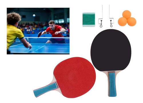 Set De Raquetas Ping Pong 3 Pelotas Tenis Mesa Profesional Rojo/negro An (anatómico)