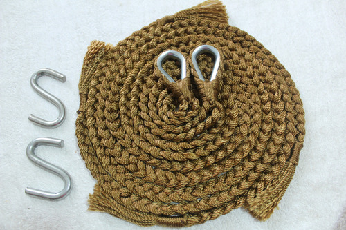 Soga Cuerda Para Hamaca Incluye Par De S Metalica Negra Color Cafe Claro Color
