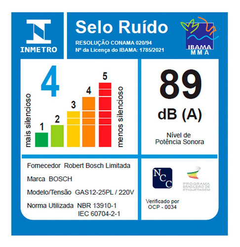 Aspirador De Pó Bosch Gas 12-25 Pl 1250w 220v - 060197c1e0