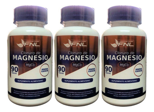 Cloruro De Magnesio Fnl 500 Mg 90 Cápsulas Pack 3 Frascos