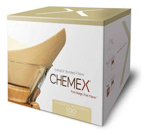 Chemex Filtro Adherido, Cuadrado Natural, 100 Unidades, Emba