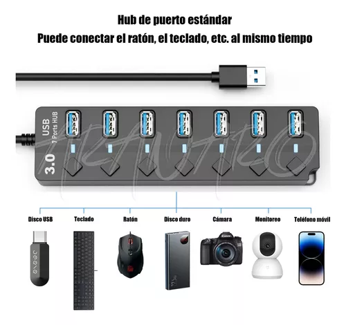 Hub Concentrador Multi Contacto Usb 7 Puertos Switch Ladron