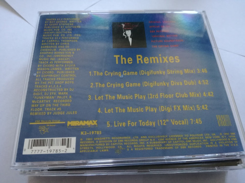 Boy George - Cd The Crying Game The Remixes 1993 Made In U 