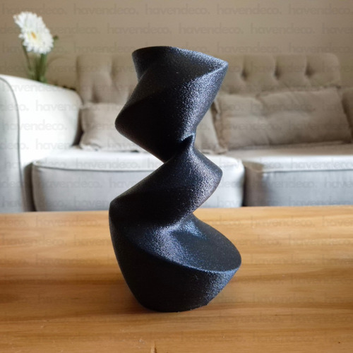 Florero Jarron Twisted Decorativo Nórdico Moderno 18cm Negro