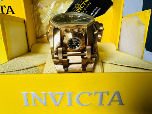 Reloj Pulsera Invicta Bolt Seuz Fondo Negro Dorado Dorado Negro (Usado)
