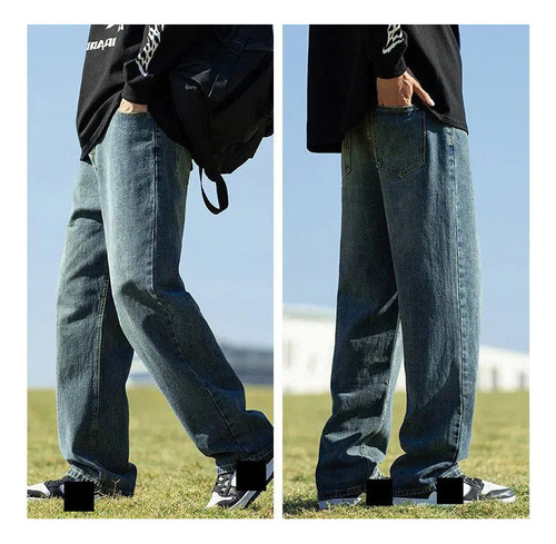 Bolso Jeans Pantalón Ancho Corte Recto Carpintero Unisex