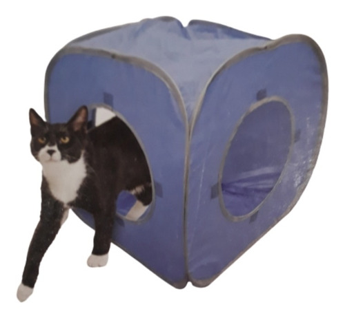 Casa Gatos Mascotas Cubo Plegable 38×38×38cm Azul. St