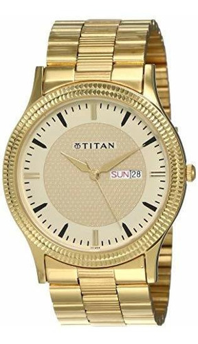 Reloj De Hombre Con Esfera De Oro Analgica Titan*****ym04