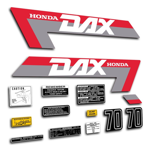 Calcos Honda Dax St 70 1993 Moto Negra Kit Completo Adverten