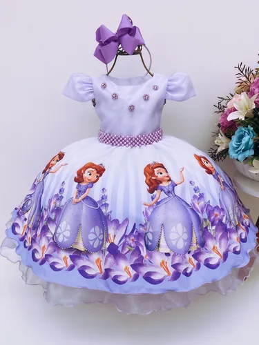 Vestido Infantil Princesa Sofia Lil s Aplique P rolas Luxo