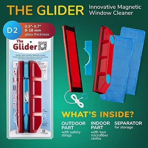 Tyroler Bright Tools The Glider D-2 Magnetic Window Cleaner for Double  Glazed Windows. Fit to 0.3in - 0.7in Window Thickness. Glass Cleaner