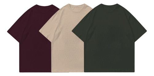 Playera Oversize 3pz Alto Calibre Algodón Peinado Comodas
