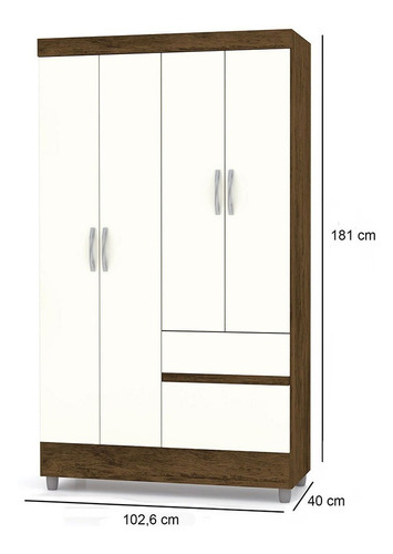 Closet/armario Con 4 Puertas Y 2 Cajones Bonic