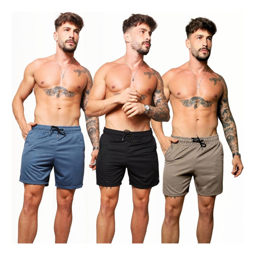 Kit 3 Shorts Bermuda Moletinho Masculina 