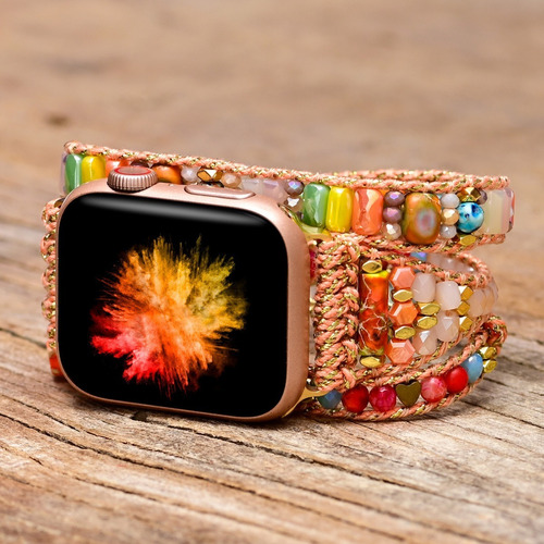 Brazalete / Correa Para Apple Watch Boho Piedra Natura Jaspe