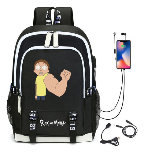 Mochila Usb Rick And Morty Para Ordenador, Para Estudiantes