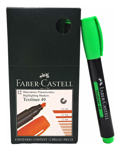 Resaltador Faber Castell Verde Fluo 49 Por 12 Unidades