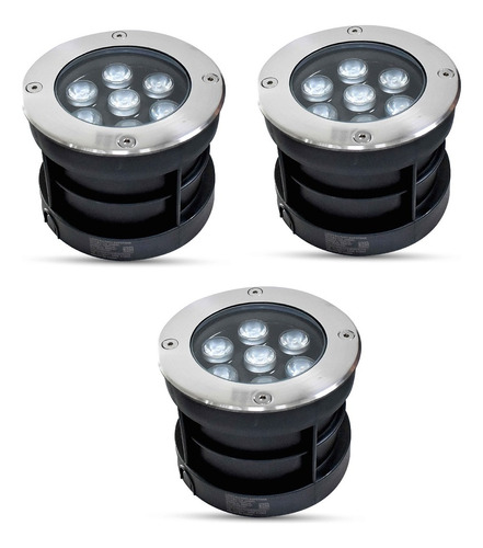 Paq 3 Pz Lampara Empotrado Led Piso 7w Luz Calida 3000k Ip66