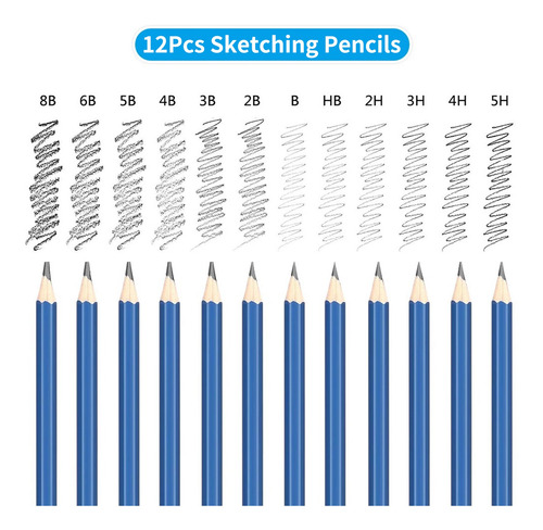 73 Piezas Profesional Lápices De Dibujo Y Dibujo Setbt