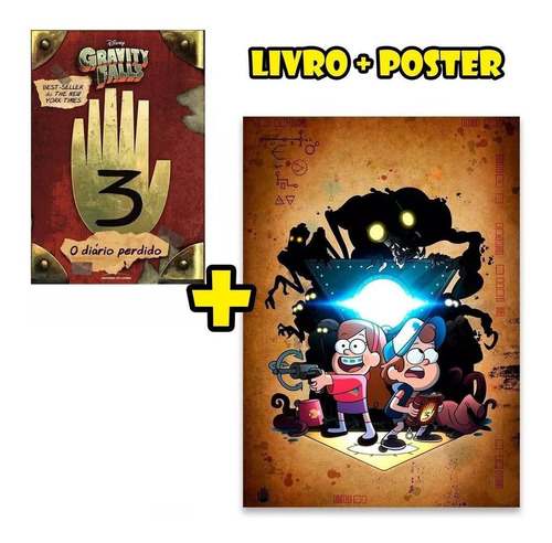 Livro Diário Perdido De Gravity Falls 3 + Poster Promoção