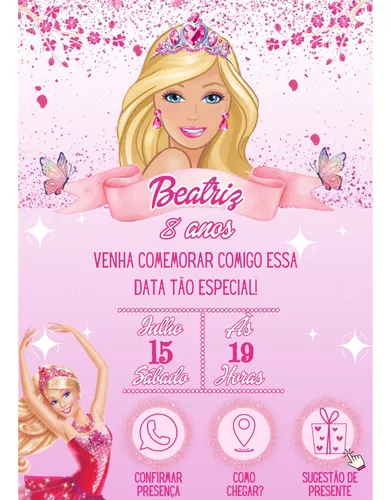 Criar convite de Barbie Rosa online grátis