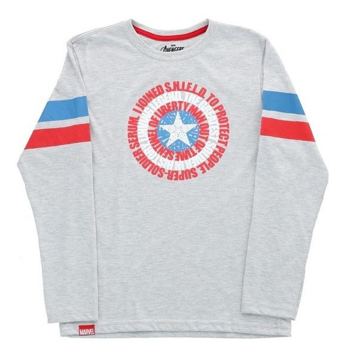 Polera Niño Marvel Ml To Capitan America Logo