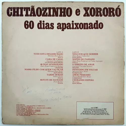Lp Chitãozinho E Xororó 60 Dias Apaixonado 1979 Vinil