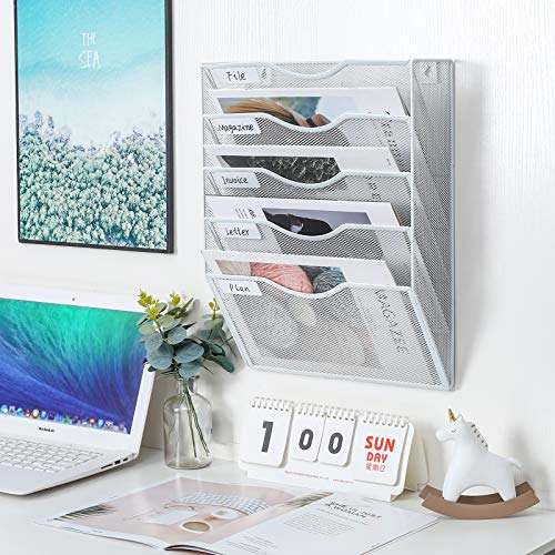 Soporte De Pared Colgante Para Archivos 5 Niveles Blanco