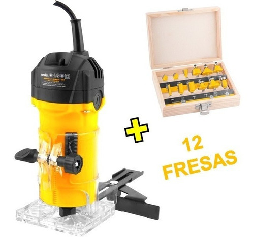 Tupia P/ Madeira 500w Profissional + Kit 12 Fresas - Vonder 